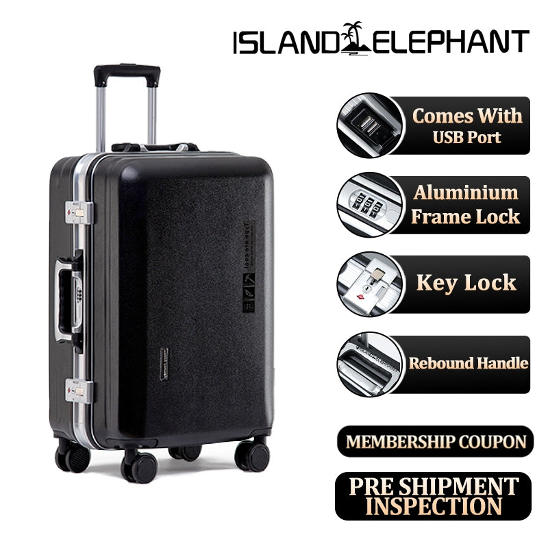 ISLAND ELEPHANT Kangaroo Aluminum Luggage Travel Bag Large Capacity With USB Interface ABS+PC
