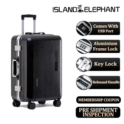 ISLAND ELEPHANT Kangaroo Aluminum Luggage Travel Bag Large Capacity With USB Interface ABS+PC