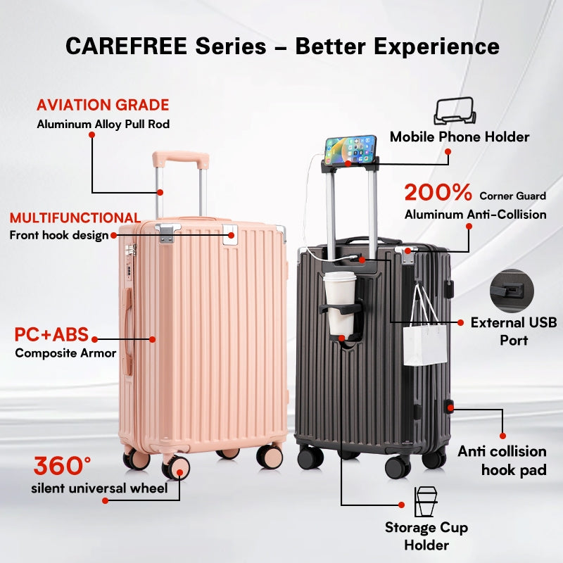 ISLAND ELEPHANT CAREFREE Series Maleta Luggage Travel Bag 20/24/28inch Suitcase With USB Cup Holder