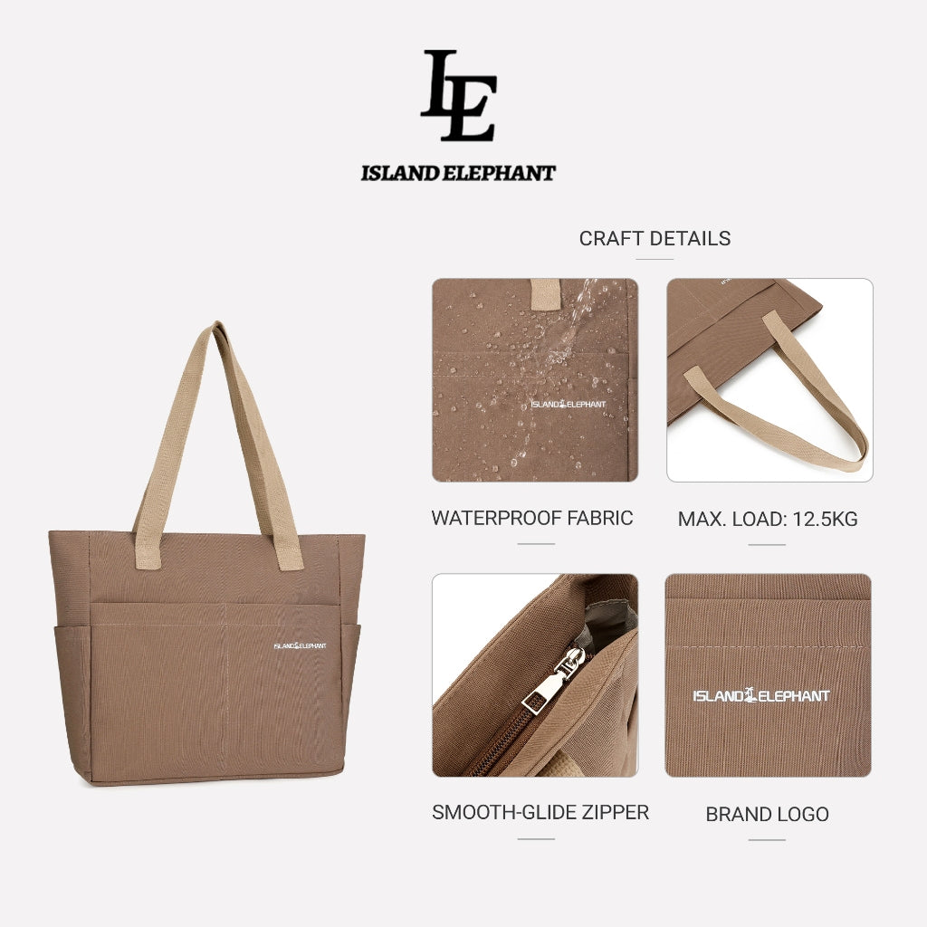 ISLAND ELEPHANT Japanese Canvas Bag Waterproof Tote bag，Spacious for 15'' Laptop Folder