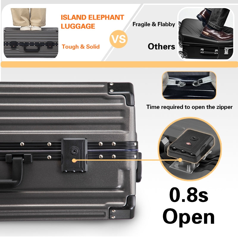 ISLAND ELEPHANT CAREFREE MAX Aluminum Frame Luggage Travel Bag Suitcase With Cup Holder USB Maleta