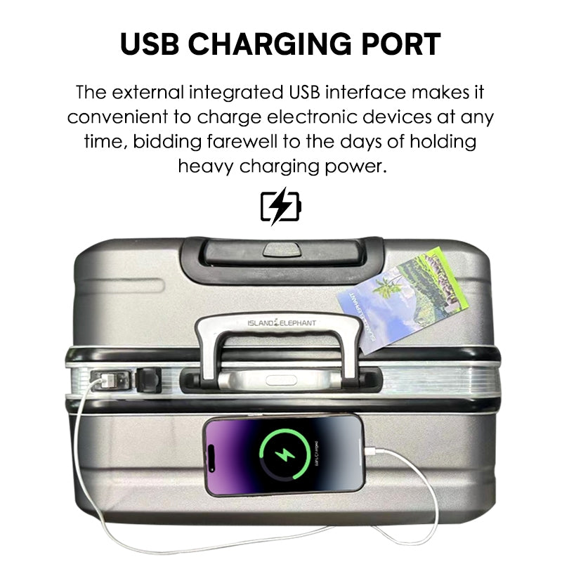 ISLAND ELEPHANT Kangaroo Aluminum Luggage Travel Bag Large Capacity With USB Interface ABS+PC