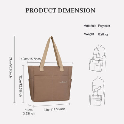ISLAND ELEPHANT Japanese Canvas Bag Waterproof Tote bag，Spacious for 15'' Laptop Folder