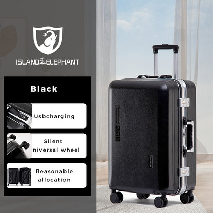ISLAND ELEPHANT Kangaroo Aluminum Luggage Travel Bag Large Capacity With USB Interface ABS+PC