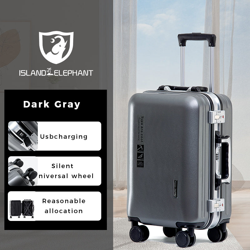 ISLAND ELEPHANT Kangaroo Aluminum Luggage Travel Bag Large Capacity With USB Interface ABS+PC