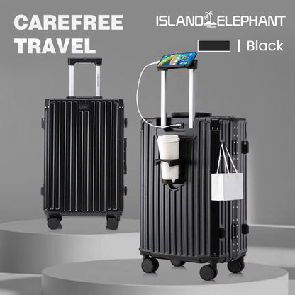 ISLAND ELEPHANT CAREFREE MAX Aluminum Frame Luggage Travel Bag Suitcase With Cup Holder USB Maleta