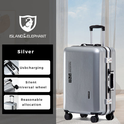 ISLAND ELEPHANT Kangaroo Aluminum Luggage Travel Bag Large Capacity With USB Interface ABS+PC