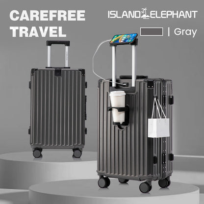 ISLAND ELEPHANT CAREFREE MAX Aluminum Frame Luggage Travel Bag Suitcase With Cup Holder USB Maleta