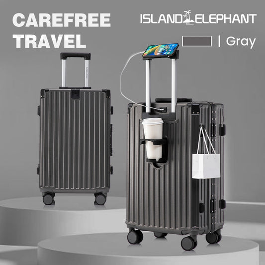 ISLAND ELEPHANT CAREFREE MAX Aluminum Frame Luggage Travel Bag Suitcase With Cup Holder USB Maleta