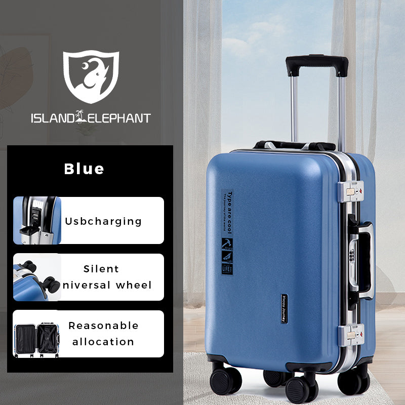 ISLAND ELEPHANT Kangaroo Aluminum Luggage Travel Bag Large Capacity With USB Interface ABS+PC