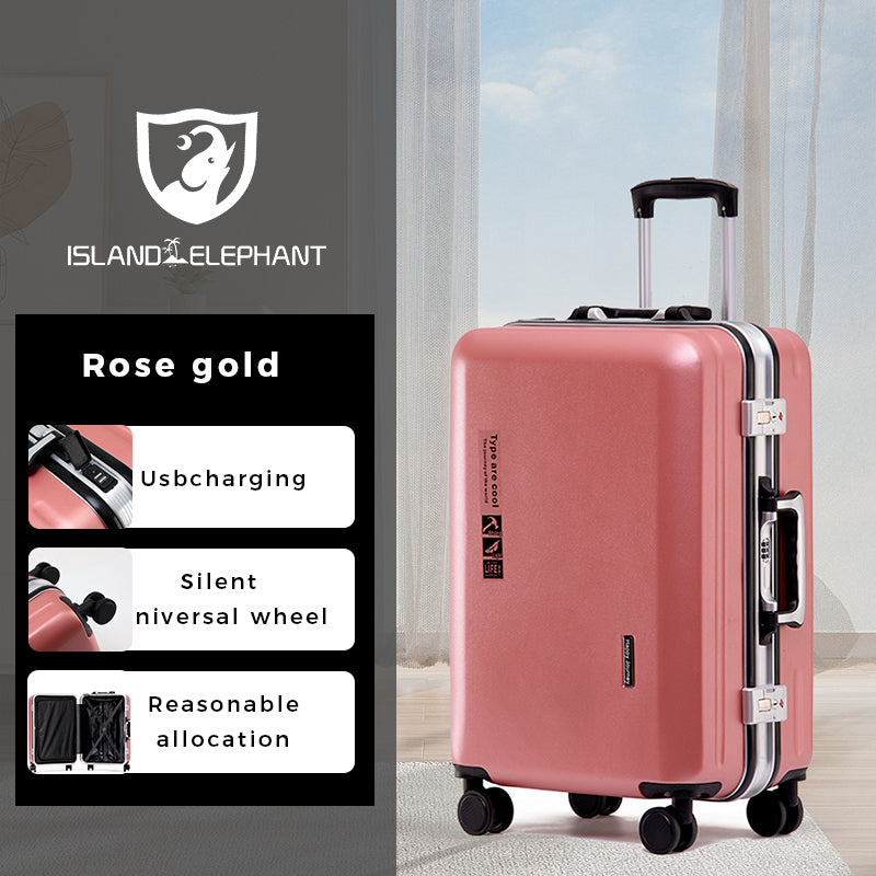 ISLAND ELEPHANT Kangaroo Aluminum Luggage Travel Bag Large Capacity With USB Interface ABS+PC