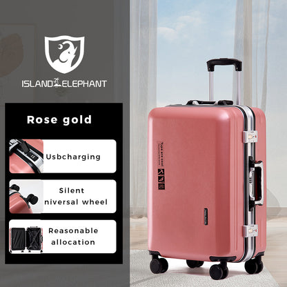 ISLAND ELEPHANT Kangaroo Aluminum Luggage Travel Bag Large Capacity With USB Interface ABS+PC