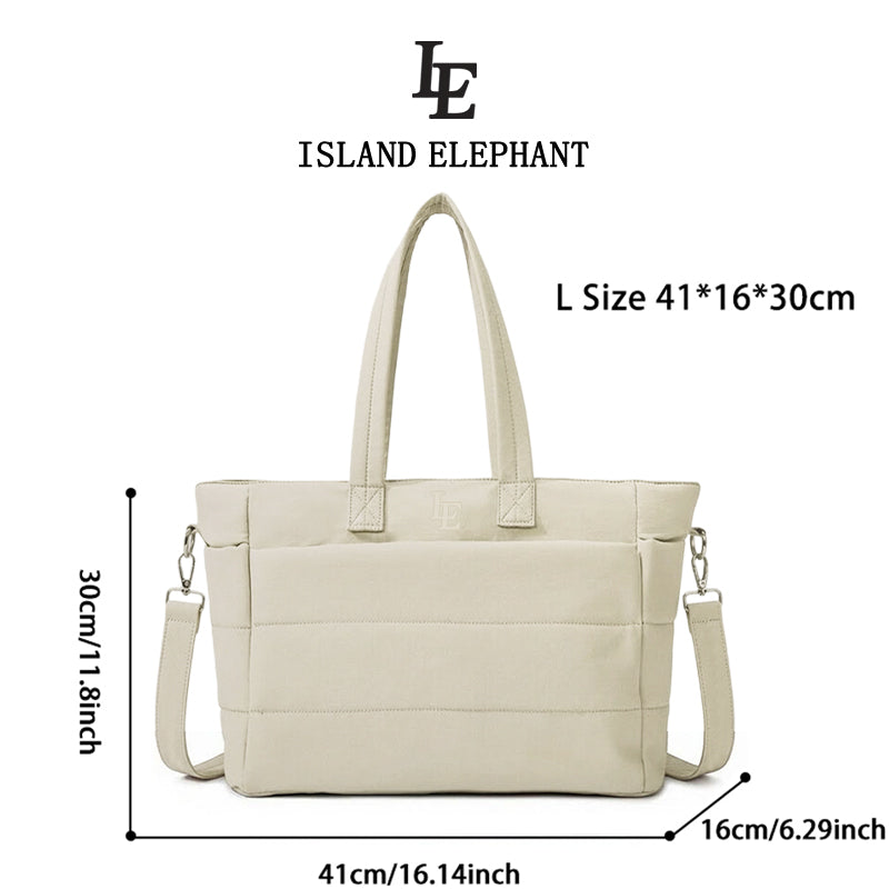 ISLAND ELEPHANT Tote Bag for Women Lightweight Puffy Shoulder Bag Waterproof And Easy To Clean