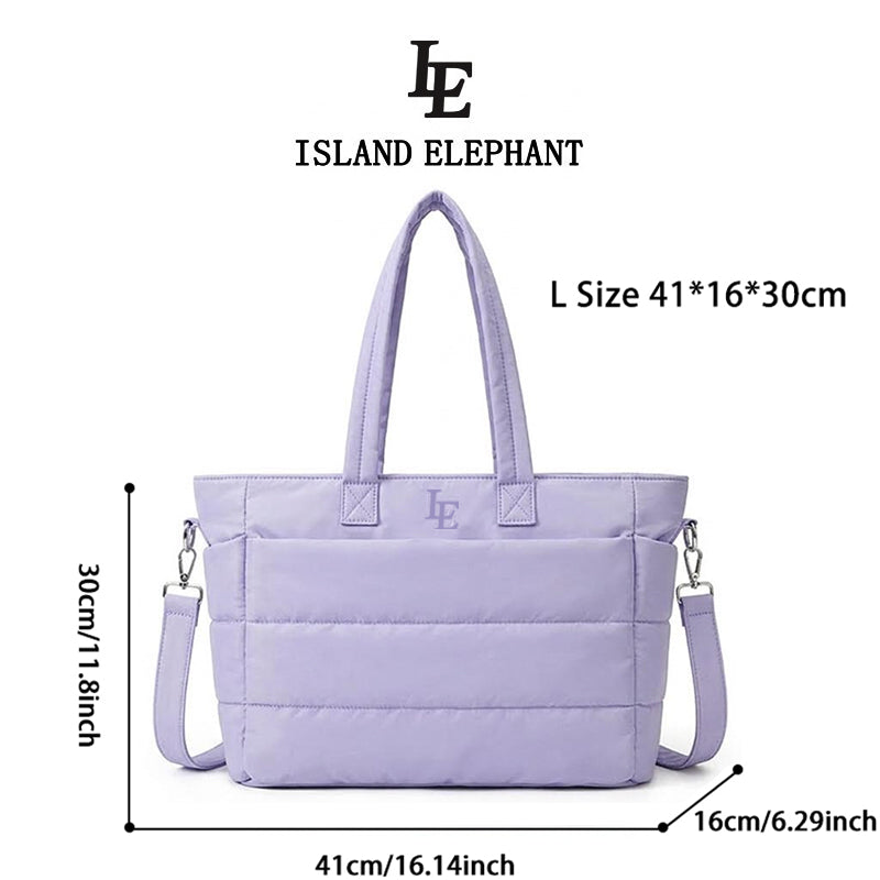 ISLAND ELEPHANT Tote Bag for Women Lightweight Puffy Shoulder Bag Waterproof And Easy To Clean