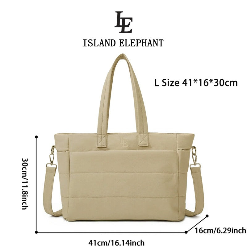 ISLAND ELEPHANT Tote Bag for Women Lightweight Puffy Shoulder Bag Waterproof And Easy To Clean